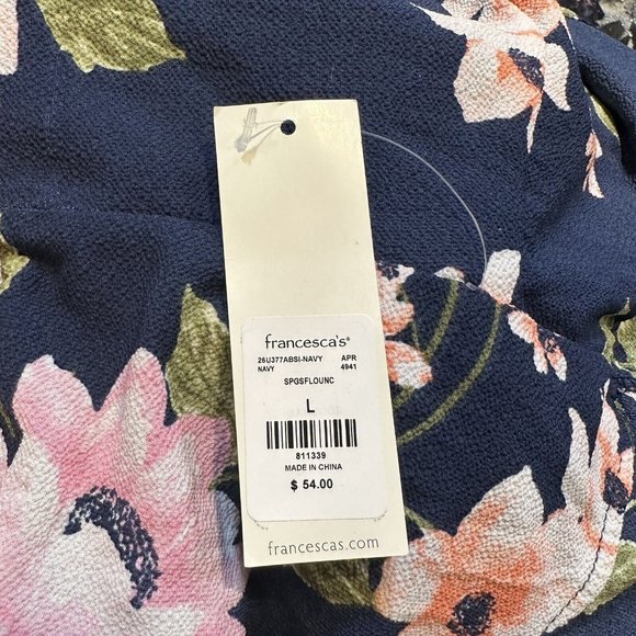 Trixxi Francesca’s Floral Jumpsuit Size Large Spring Summer Casual Ruffle Front - Picture 7 of 7